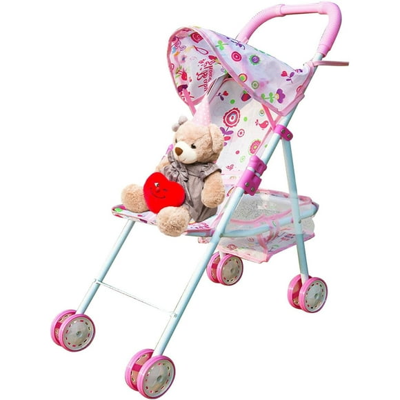 LAICAIW Baby Doll Stroller, Foldable Doll Stroller, Baby Doll Carriage, Realistic Convertible Doll Pram, Toy Baby Stroller, Creative Baby Doll Stroller Play Set for Toddler and Girls, Nuturing and R