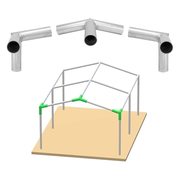 Canopy Frame Fittings 1-3/8 Inch - 3 Way Connectors for Carport, Shed, Tent - Low Profile - 3 Pack