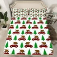 thumbnail image 2 of jejeloiu Chi Christmas Tree Twin Sheet Sets,Plaid Truck Twin Fitted Sheet,Green Red Flat Sheet For Girls Boys,Ultra Soft Home Decor,3 Pieces, 2 of 7