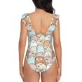 thumbnail image 6 of Yiaed Lovely Bear Print Women's Ruffled One Piece Swimsuit V Neck Swimwear Slimming Monokini for Woman-Small, 6 of 8