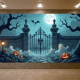 thumbnail image 2 of Halloween Theme Decorative Banner Spooky Atmosphere Jack o Lanterns Gate Design for Outdoor Decorating Holiday Party Night, 2 of 5
