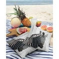 thumbnail image 3 of Pack of 2 Outdoor Pillow Covers, Zebra on Wooden Board Waterproof Square Throw Pillowcase Cushion Decorative Pillow Covers for Couch Patio Tent, 26x26 in, 3 of 6