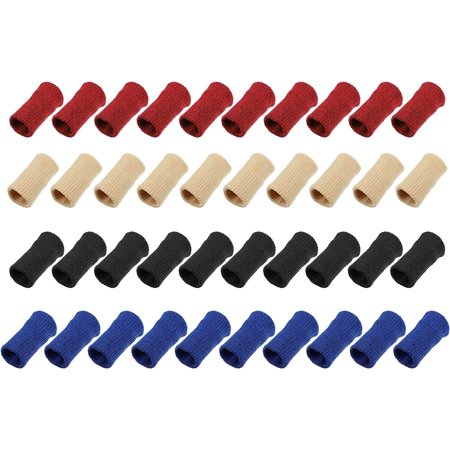 40 Pcs Breathable Finger Sleeves, Thumb Braces Support Elastic Compression Protectors for Relaxing Pain Arthritis Trigger Finger, Beige Black Blue Red