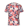 thumbnail image 3 of Yiaed Japanese Cherry Blossoms Print Mens Short Sleeve Tight Fit T-Shirt, Crewneck Casual Tee-Small, 3 of 5