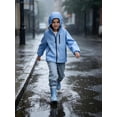 thumbnail image 6 of NEIKU Boys Girls Rain Jacket Lightweight Waterproof Hooded Raincoat Windbreakers for Kids SkyBlue 8-9Y, 6 of 7