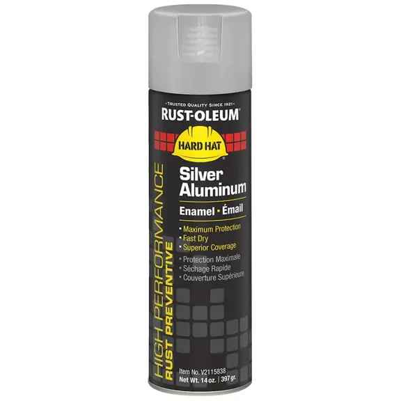 6-Pack of 14 oz Rust-Oleum Brands V2115838 Silver Aluminum Hard Hat Enamel Spray Paint