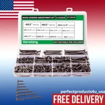 271 Pcs High Hardness Black Wood Screws Assortment Kit Flat Head Wood Screws Set