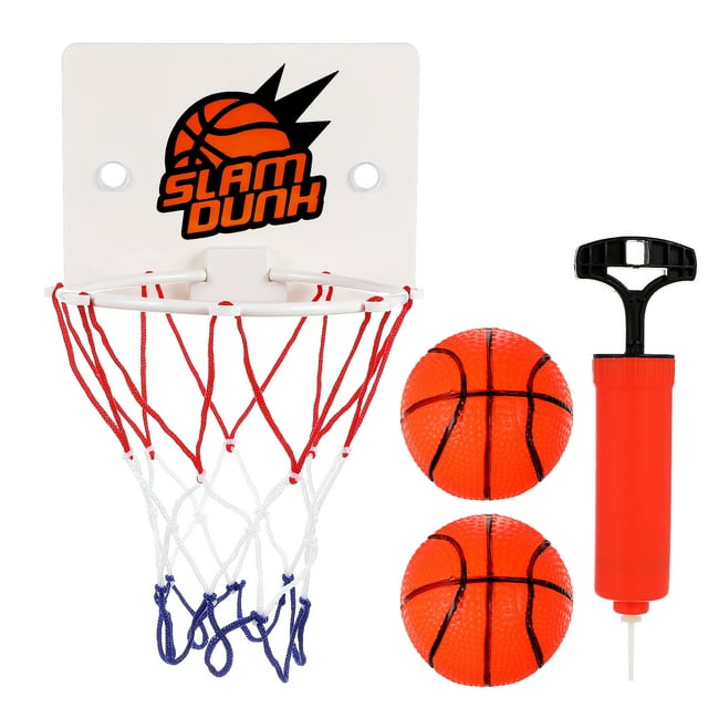 MasteelfCA 1 Set of Portable Mini Wall-mounted Basketball Toy Indoor Home Basketball Sports Game Toy (1PC Backboard 1PC Inflator 2PCS Balls)