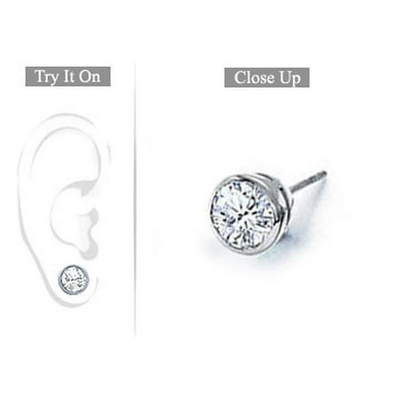 Mens 18k White Gold Bezel Set Round Diamond Stud Earrings 1 00 Ct Tw Mens 18k White Gold Bezel Set Round Diamond Stud Earrings 1 00 Ct Tw