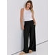 thumbnail image 4 of Pantalones Palazzo ANRABESS de lino para mujer, pierna ancha, cintura alta, negros, 4 of 5