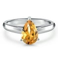 thumbnail image 3 of Gem Stone King 10K White Gold Yellow Citrine Engagement Ring for Women | 0.73 Cttw | Pear Shape 8X5MM | Gemstone November Birthstone | Size 9, 3 of 6