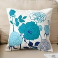 thumbnail image 6 of Farmhouse Outdoor Throw Pillow Covers Cotton Canvas Teal and Turquoise Pillow Covers 16x16 inch Decorative for Couch Sofa Patio Porch Flowers Pattern Pack of 2, 6 of 6