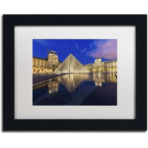 Trademark Fine Art "Golden Hour in the Louvre" Canvas Art by Mathieu Rivrin, White Matte, Black Frame