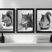 TheNameStore Squirrel Bathroom Decor Farmhouse Photo Picture 8.5 x 11 Wall Art Photo Picture Art Prints Set of 3