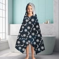 thumbnail image 6 of Blue Sun Moon Pattern Hooded Bath Towel，60"x35" for Ages 3 To 12 Kids, Quick Dry Lightweight Soft Microfiber Hood Beach Towel Cover Up for Kids, 6 of 7