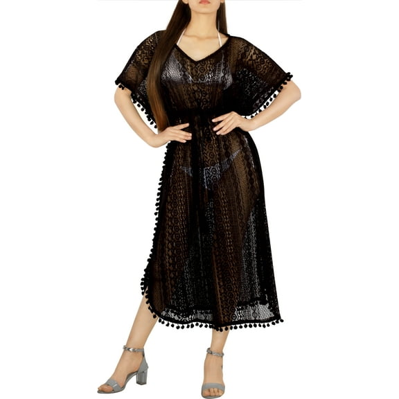 HAPPY BAY Women's Beachwear Casual Swimsuit Coverups for Women Summer Swim Beach Dress Cover ups for Swimwear Women Relaxed Parties Cover up S-M Black, Solid