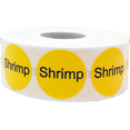 thumbnail image 1 of Autocollants Adhésifs Cercle Fruits de Mer Crevettes Jaunes avec 1 Pouce Rond - Lot de 500 InStockLabels.com, 1 of 2