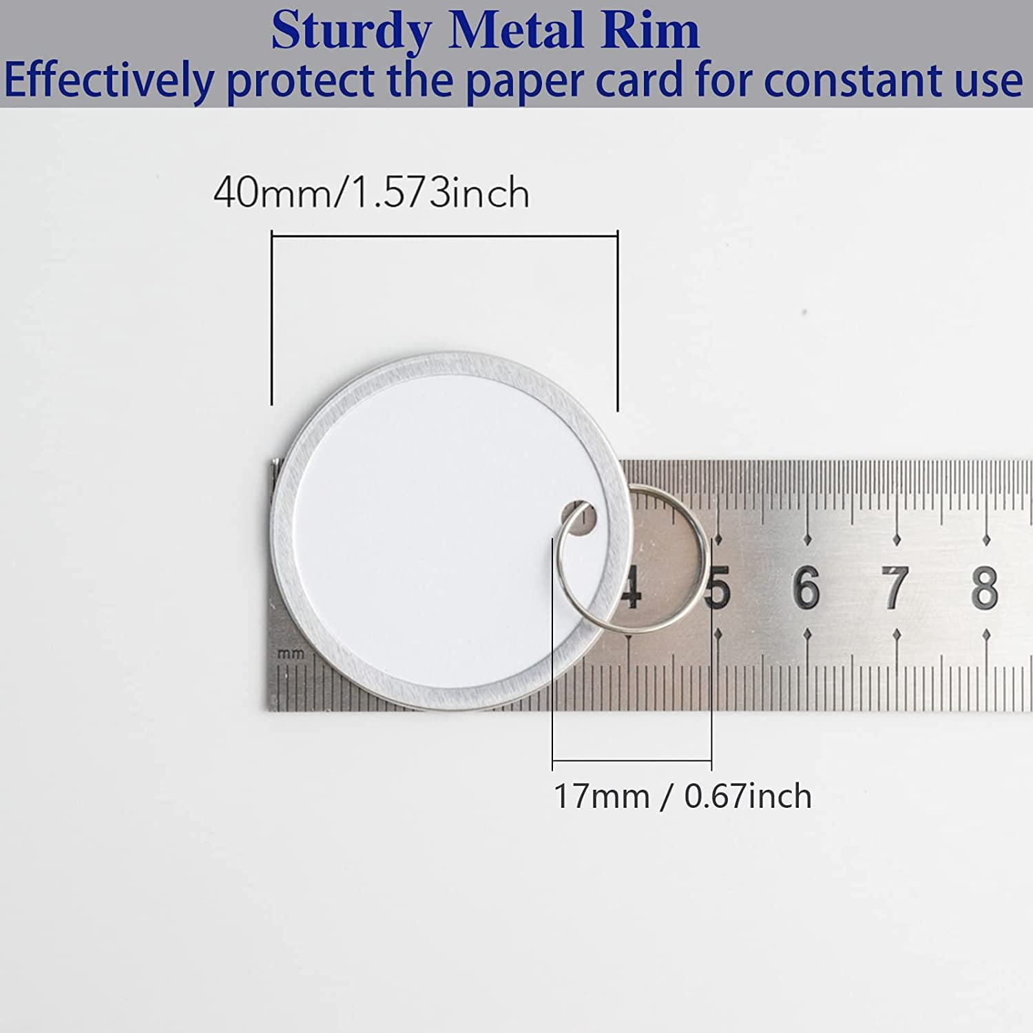 150 Pieses Metal Rim Tags Key Tags 1.57 Inch Large Round Paper Tags with Metal Rings for Car Keys and Door Keys,White by
