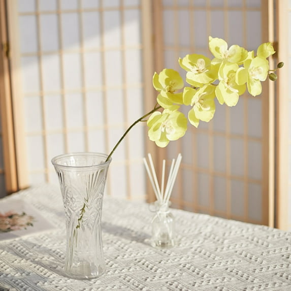 opvise 8 Heads Artificial Flower Non-fading Easy Care Decorative Imitation Phalaenopsis Mothers Day Decor Light Pink