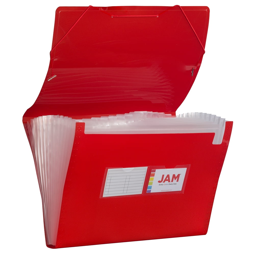 JAM 13 Pocket Expanding File, Red, 1/Pack, Legal Size, 10 x 15