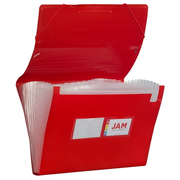JAM 13 Pocket Expanding File, Red, 1/Pack, Legal Size, 10 x 15