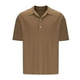 thumbnail image 5 of DPTALR Men's Knit Shirts,Short Sleeve Ribbed,Lightweight Casual Golf Shirts for Summer,Brown,Big and Tall Men S, 5 of 6