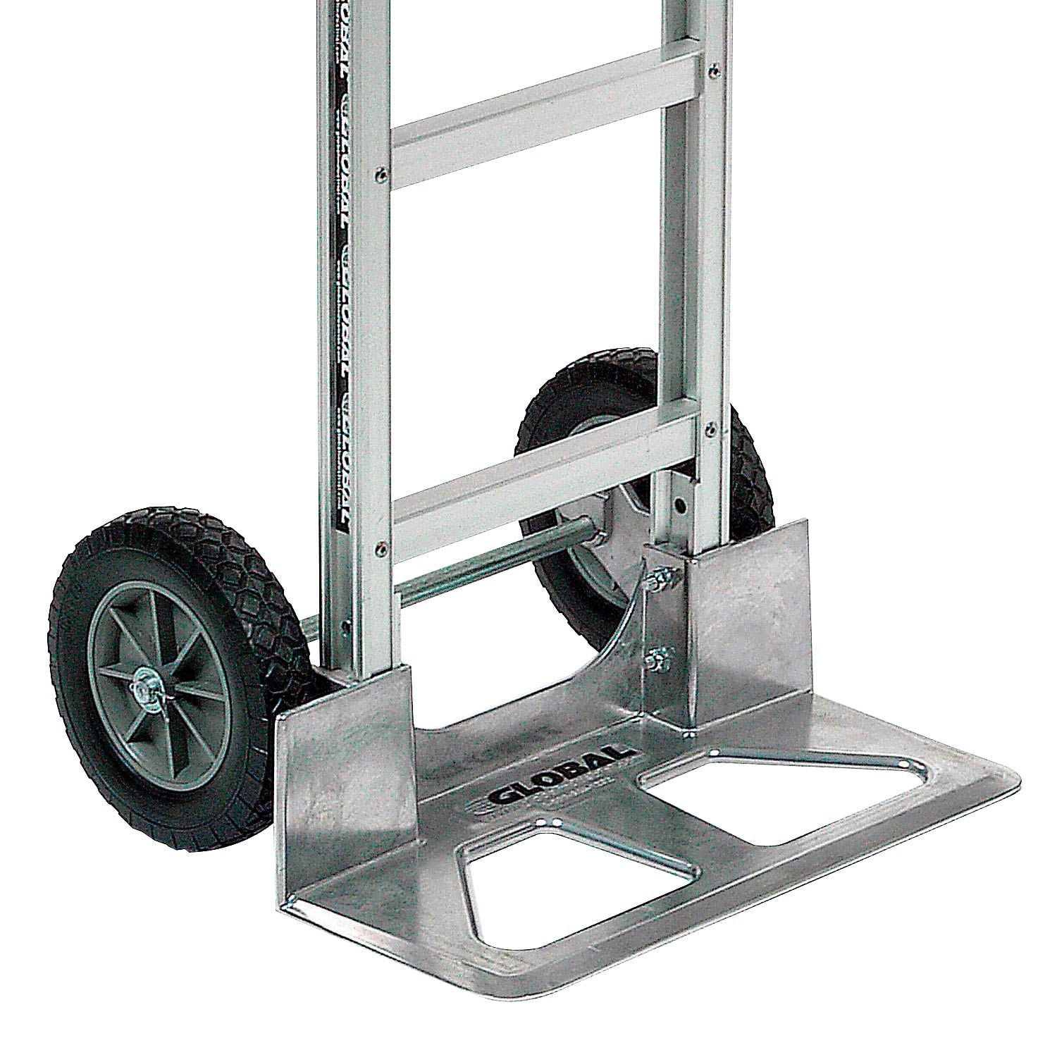 Global Industrial 168263 Aluminum Hand Truck with Pin Handle - Mold-On Rubber Wheels, Gray