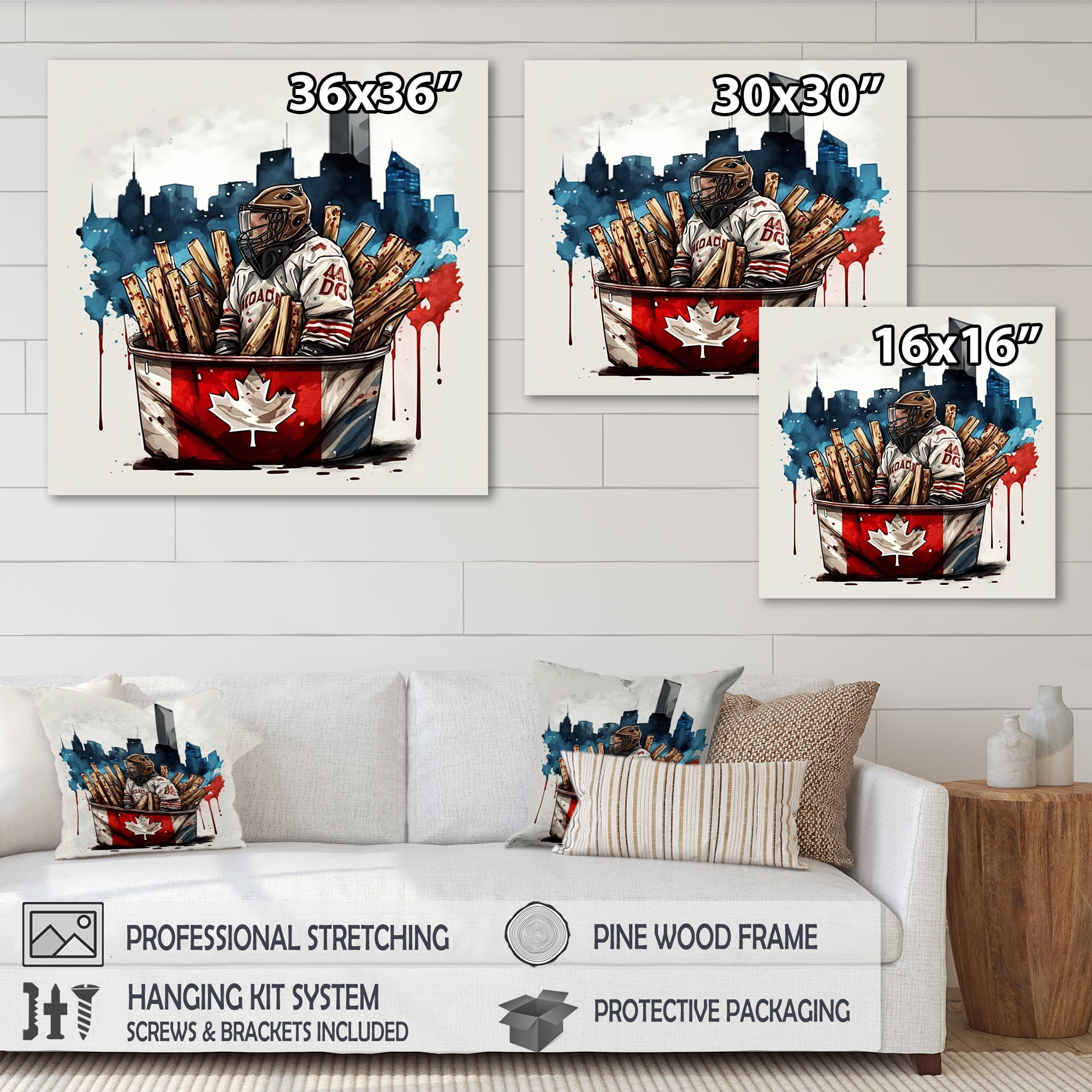 Designart Goal Tender In Poutine III Canvas Wall Art