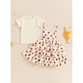 thumbnail image 2 of Nygoyerh Little Girls Sweet Summer Outfits Toddler Short Sleeve Ribbed T-shirt + Flower Layered Suspender Skirt 2Pcs 18M 24M 3T 4T 5T 6T Kids Cute Overall Skirts Sets, 2 of 10