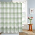thumbnail image 4 of Sage Green Checked Shower Curtains for Bathroom, Farmhouse Gingham Buffalo Plaid Waterproof Fabric Shower Curtain, Decorative Bathroom Curtain for Bathtub, 72"x72", No Hooks Included, 4 of 9