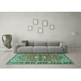 thumbnail image 3 of Ahgly Company Machine Washable Indoor Rectangle Persian Turquoise Blue Traditional Area Rugs, 2' x 5', 3 of 4