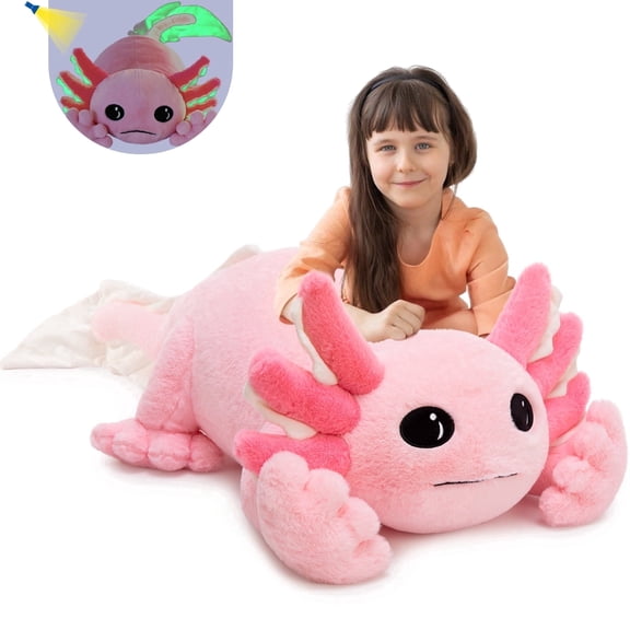 MaoGoLan 39.5" Giant Axolotl Stuffed Animal Pink Pillow Axolotl Plush Toy Glow in The Dark
