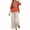 Orange, variant on HAIJIE womens linen set two Piece Easter Sets for Women Summer Spring Lou-nge Sets Travel Vacation Outfits Cap Sleeve Side Slit Wide Leg Pants (Beige,L)