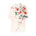 thumbnail image 6 of JTZGDY Short Sleeve V Neck T-Shirts for Women Dressy Floral Printed Summer Half Button Henley Tops Loose Fit Casual Graphic Vacation Tees Shirt Blouses Pink#02 XL, 6 of 6