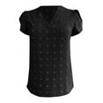 thumbnail image 5 of SHITINN Women's V Neck T Shirt with Chiffon Pompom Detail Casual Summer Top Short Sleeve Blouses for Women Women Shirts Womens Summer Blouses, 5 of 5