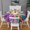 thumbnail image 2 of Colorful Tie Dye Burst Pattern Round Tablecloth 60"x60",Wrinkle Wipeable Table Cloth for Kitchen Dining Room Picnic Patio Party, 2 of 6