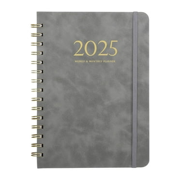 2025 Planner, Weekly and Monthly Planner, Jan 2025 - Dec 2025, Hardcover Spiral Bound Calendar with Tabs, Inner Pocket, Perfect for Home Office Supplies – A5, Grey