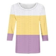 thumbnail image 4 of Scyoekwg 3/4 Sleeve Tops for Women Round Neck Eyelet Shirts Loose Tshirt Lightweight Color Block Dressy Casual Blouse Tops for Women Trendy Blouses (White,S), 4 of 4