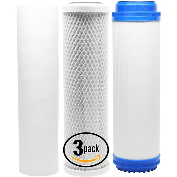 3-Pack Replacement Filter Kit for Liquagen liqua 591 RO System - Includes Carbon Block Filter, PP Sediment Filter & GAC Filter - Denali Pure Brand