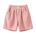 thumbnail image 4 of Dwellite Mens Corduroy Shorts Elastic Waist Drawstring SweatShorts Summer Beach Lounge Short with Pockets Pink 3XL, 4 of 4