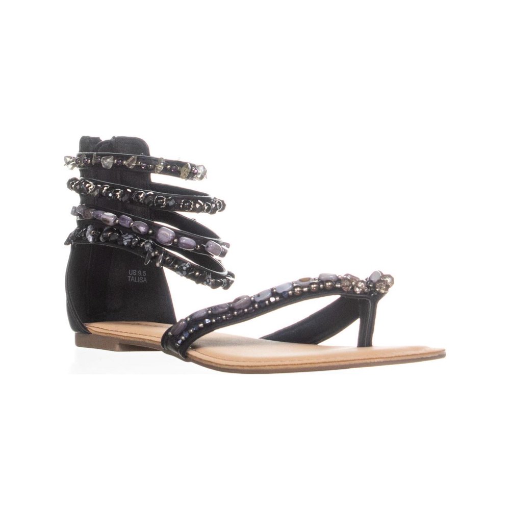 embellished ankle strap flat sandals