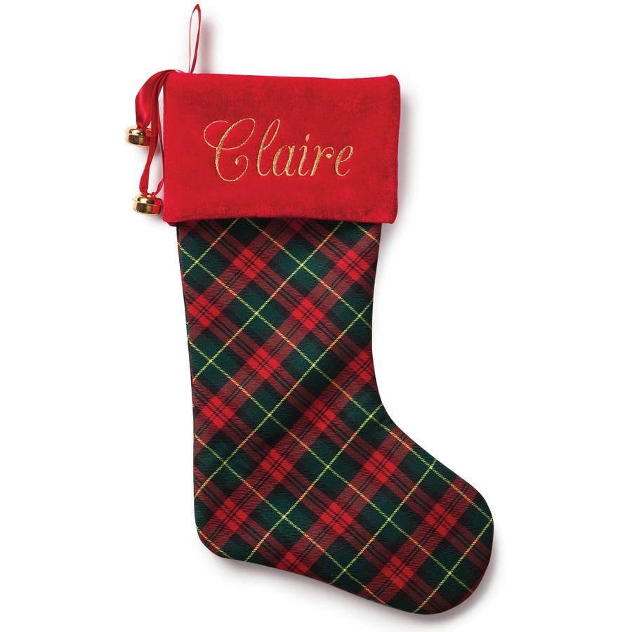 Personalized Plaid Stocking Available In Multiple Colors