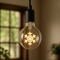 thumbnail image 4 of Festive Living LED Warm White Christmas Snowflake Decorative Filament Light Bulb, G80 Globe, Medium E26 Base, 1W, Clear Glass, Indoor/Outdoor Holiday String Light Replacement – 1 Pack, 4 of 5