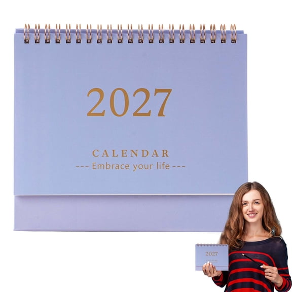 olkpmnmk Desk Calendar 2026-2027, Double Line Layout Desktop Calendar, 18 Month Calendar Running from July 2026 To December 2027, Desk Flip Calendar for Schedule Tracking and Daily Reminder