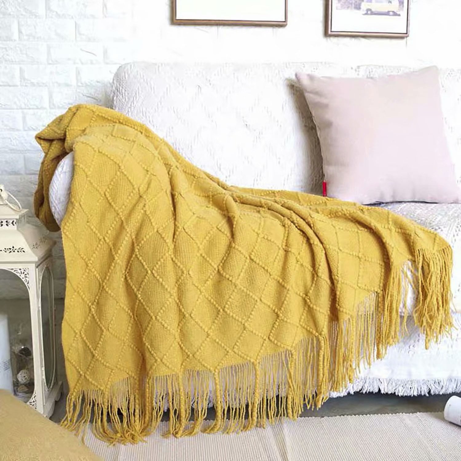 Ultra Soft Tassel Throw Blanket,Arcylic 50x60 inch,Fringe Warm Cozy
