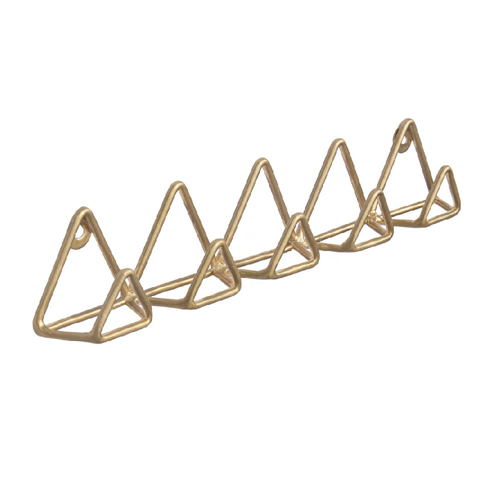 MyGift 5 Hook Modern Triangle Gold Metal Wire Wall Mounted Entryway Key Rack 