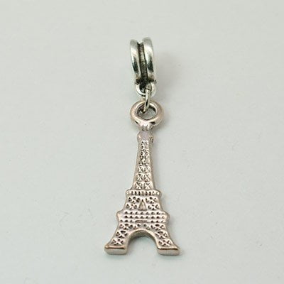 Antique Silver Finish Eiffel Tower Dangle Charm Bead. Compatible With Most Pandora Style Charm (Best Pandora Compatible Charms)