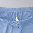 thumbnail image 7 of Jinhomg Cotton Linen Shorts for Men Casual Summer Drawstring Shorts Loose Lightweight Breathable Vacation Beach Shorts with Pockets Light Blue,S, 7 of 7