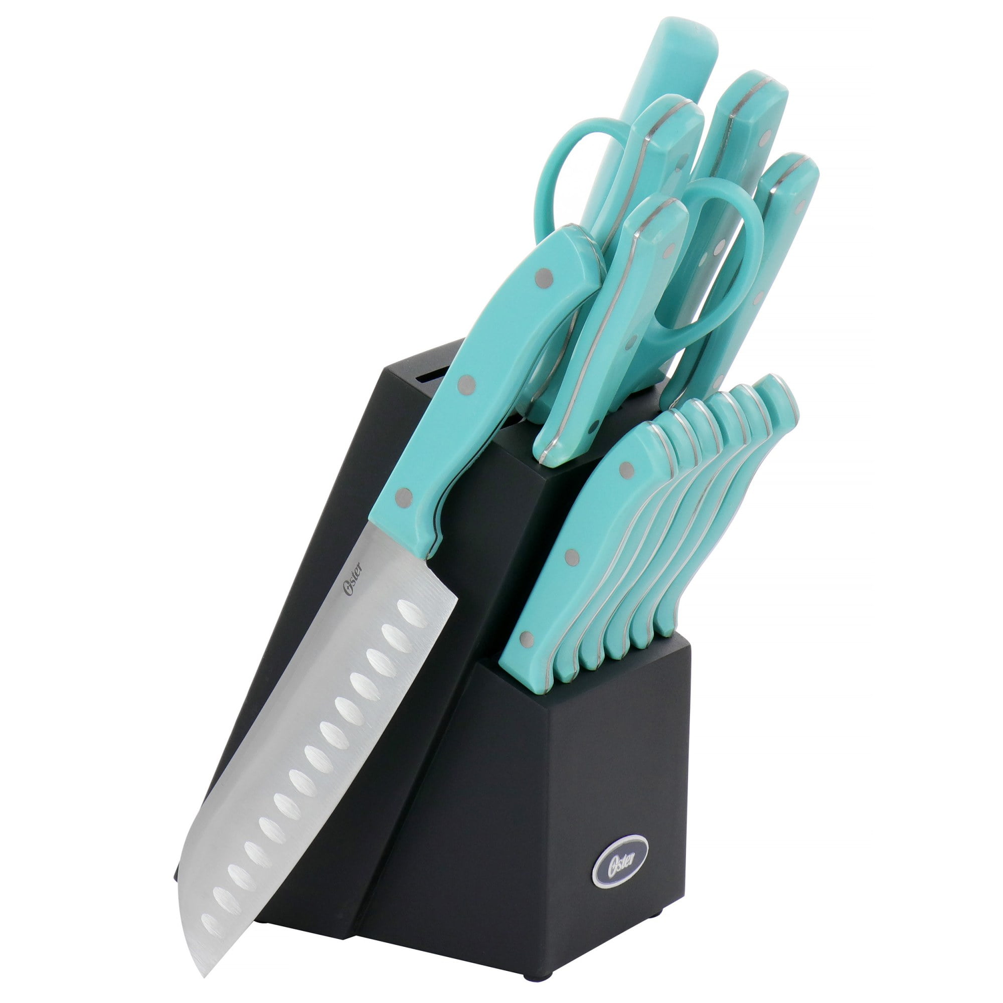 Oster Evansville 14-Piece Stainless-Steel Cutlery Set with Rubberwood Block