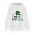 thumbnail image 3 of VBTAPA Women's St. Patrick's Day Hoodies Clover Shamrock Print Casual Sweatshirt Drawstring Long Sleeve Hooded Pullover Tops with Pocket Limited Time Deals of Today White S, 3 of 6